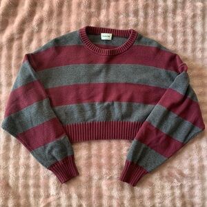 Sunday Best Burgundy and Gray Striped Sweater